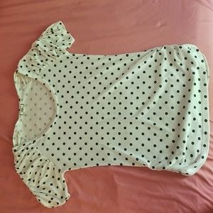 Eyeshadow White and Black Polka Dotted Short Sleeve Blouse